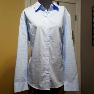 Apt 9 Petite PXL blue & white stripped button down